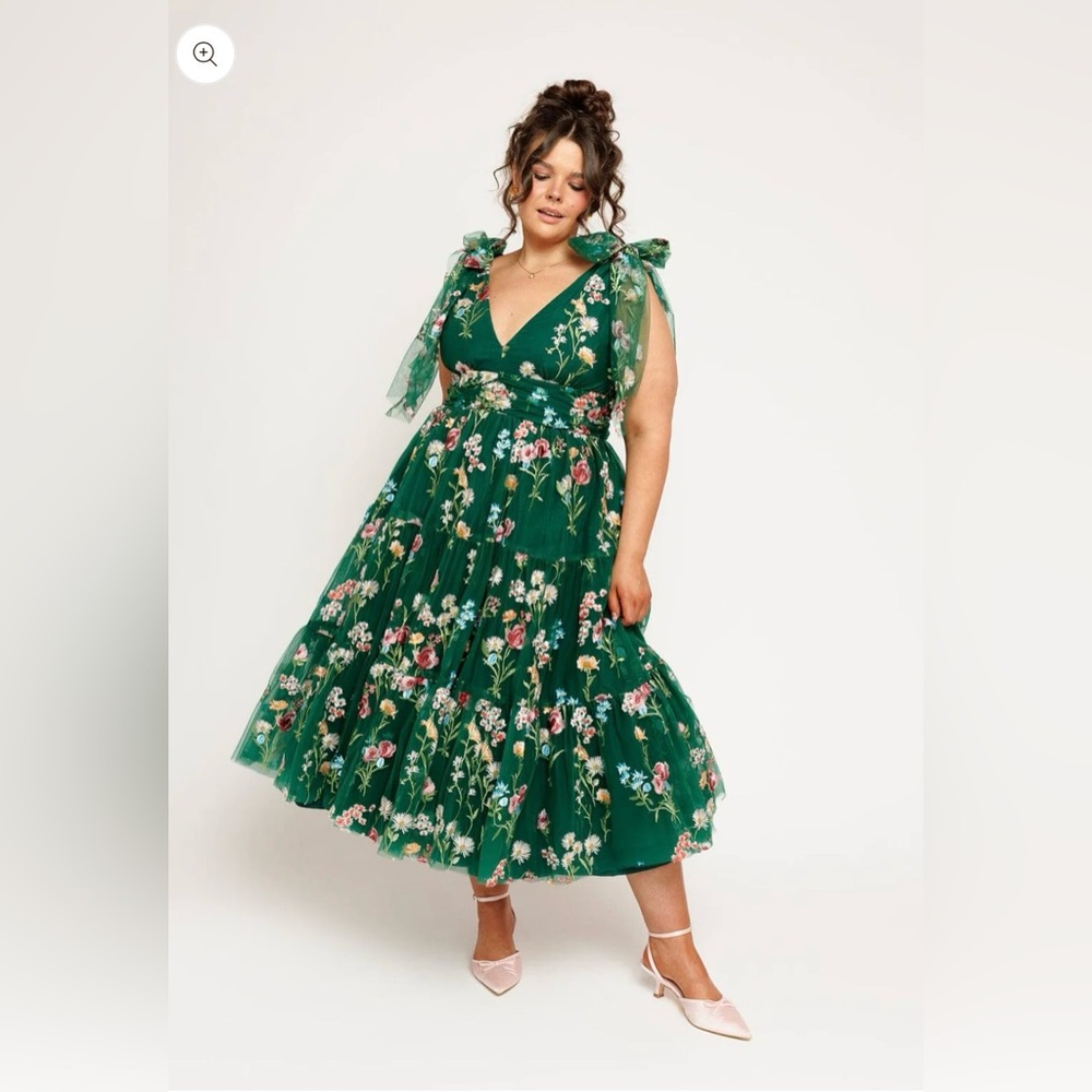 Margaret Floral Midi Dress in Green by Jessakae - Like New - SOLD OUT ONLINE 2X